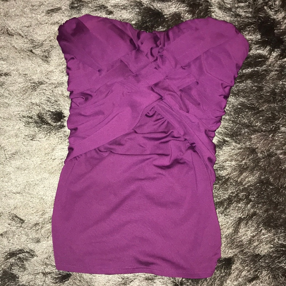 Purple Stretchy Strapless Bebe Top EUC